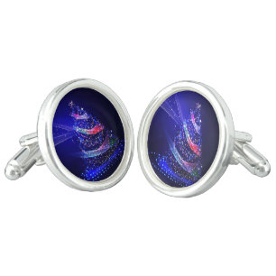 SlipperyJoe Christmas tree digital translucent red Cufflinks