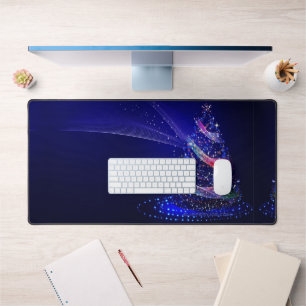 SlipperyJoe Christmas tree digital translucent red Desk Mat