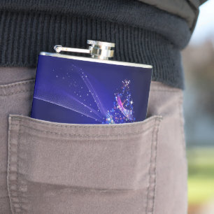 SlipperyJoe Christmas tree digital translucent red Flask