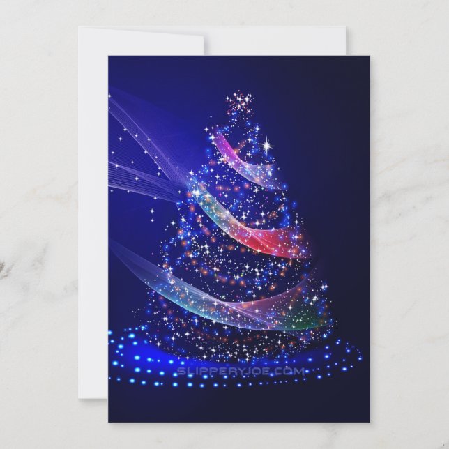 SlipperyJoe Christmas tree digital translucent red Holiday Card (Front)