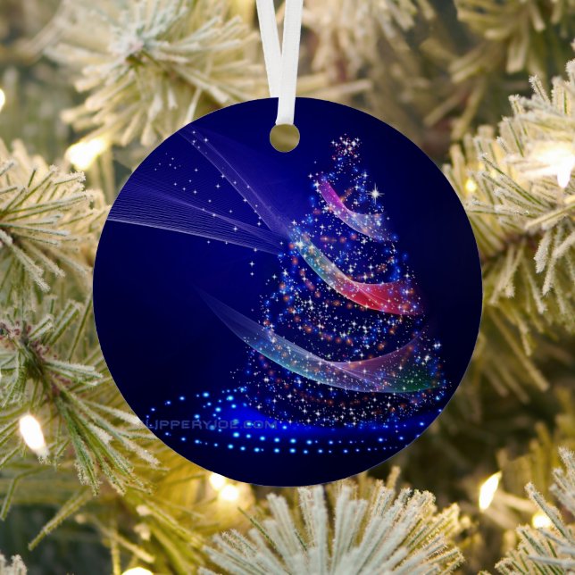 SlipperyJoe Christmas tree digital translucent red Metal Ornament (Insitu)