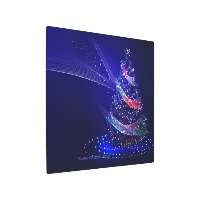 SlipperyJoe Christmas tree digital translucent red Metal Print (Angled)
