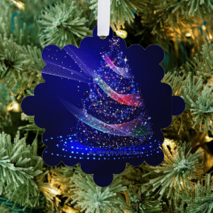 SlipperyJoe Christmas tree digital translucent red Ornament Card