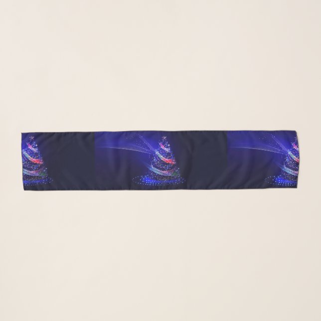 SlipperyJoe Christmas tree digital translucent red Scarf (Front (Horizontal))