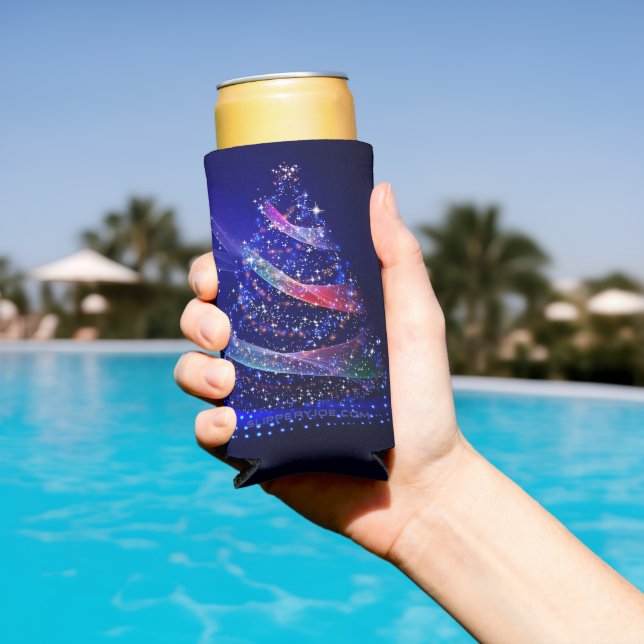 SlipperyJoe Christmas tree digital translucent red Seltzer Can Cooler (In Situ Pool)