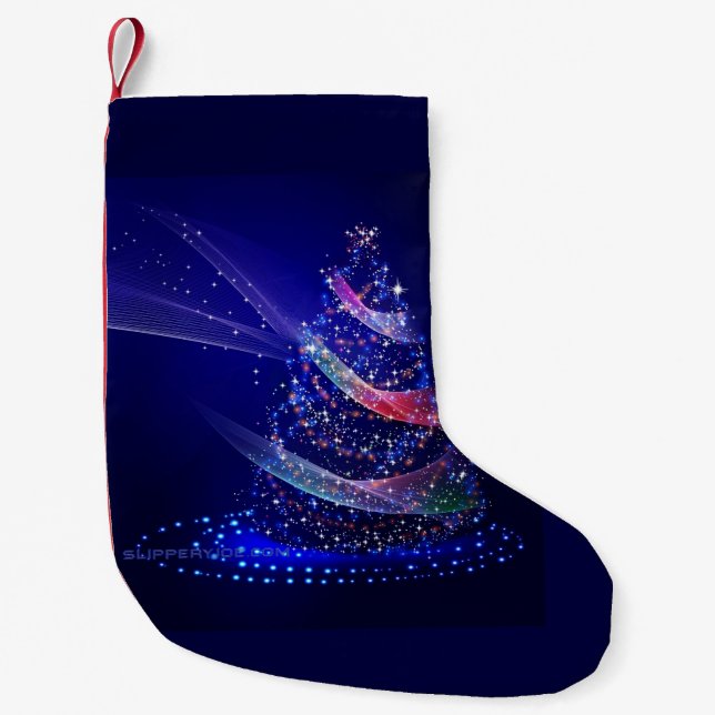 SlipperyJoe Christmas tree digital translucent red Small Christmas Stocking (Front)