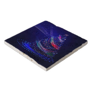 SlipperyJoe Christmas tree digital translucent red Trivet