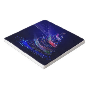 SlipperyJoe Christmas tree digital translucent red Trivet