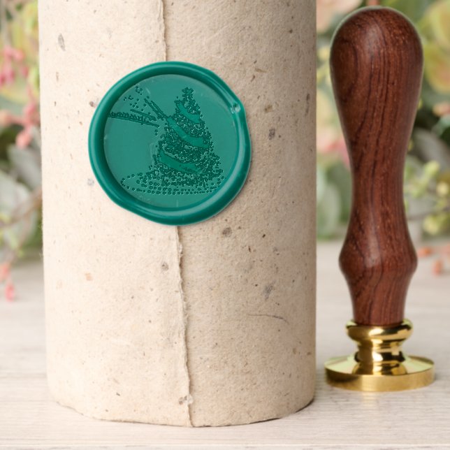 SlipperyJoe Christmas tree digital translucent red Wax Seal Stamp (Insitu (Parchment))
