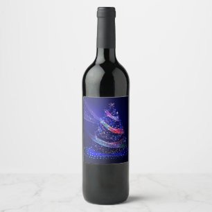 SlipperyJoe Christmas tree digital translucent red Wine Label