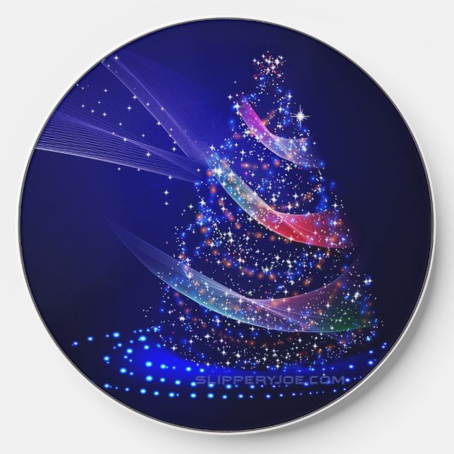 SlipperyJoe Christmas tree digital translucent red Wireless Charger (Front)
