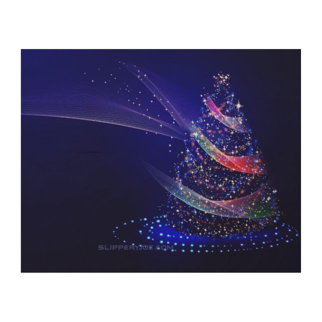 SlipperyJoe Christmas tree digital translucent red Wood Wall Art (Front)