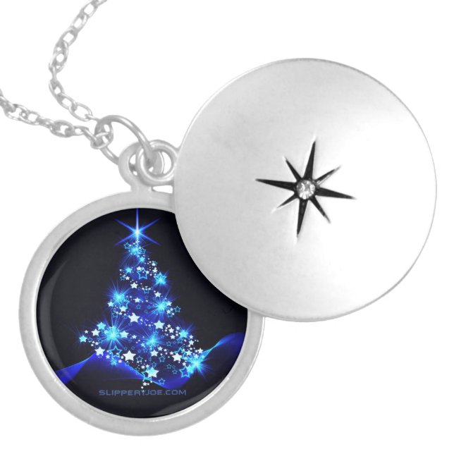 SlipperyJoe digitally rendered Christmas tree beau Locket Necklace (Front)