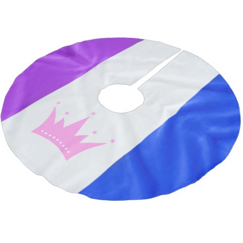 SlipperyJoe drag pride flag purple white blue crow Brushed Polyester Tree Skirt