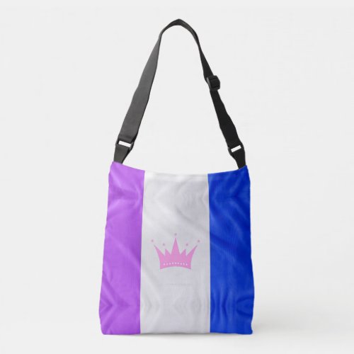 SlipperyJoe drag pride flag purple white blue crow Crossbody Bag