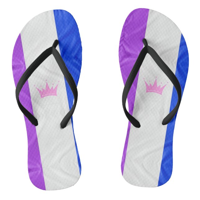 SlipperyJoe drag pride flag purple white blue Sequ Flip Flops (Footbed)