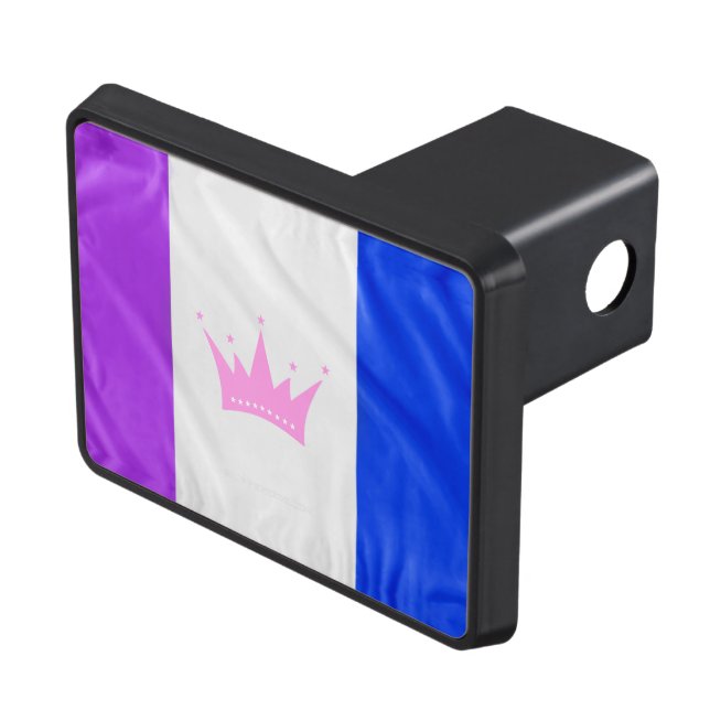 SlipperyJoe drag pride flag purple white blue Sequ Hitch Cover (Top Right)