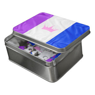 SlipperyJoe drag pride flag purple white blue Sequ Jigsaw Puzzle