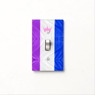 SlipperyJoe drag pride flag purple white blue Sequ Light Switch Cover