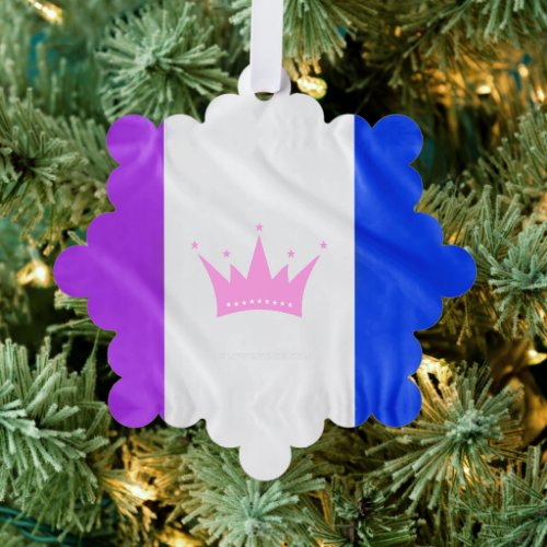 SlipperyJoe drag pride flag purple white blue Sequ Ornament Card