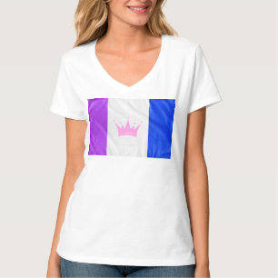 SlipperyJoe drag pride flag purple white blue Sequ T-Shirt