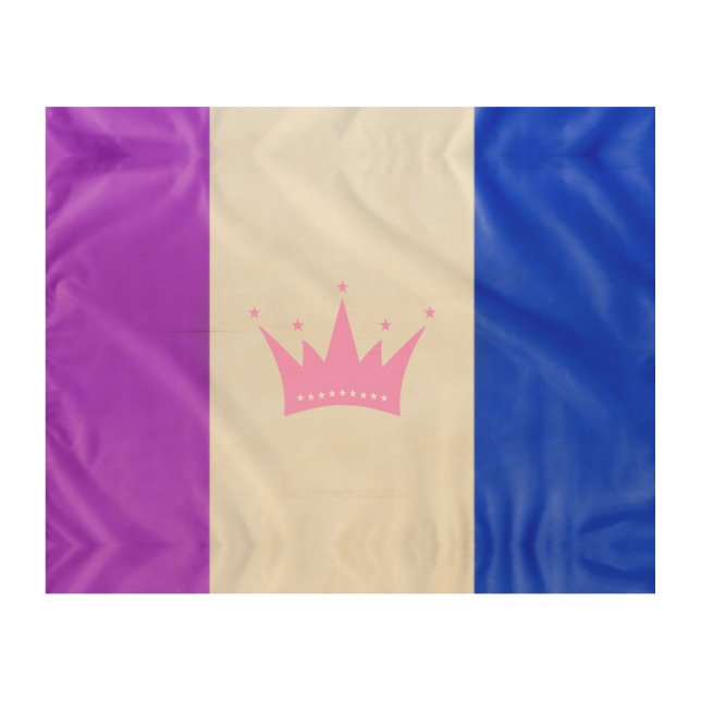 SlipperyJoe drag pride flag purple white blue Sequ Wood Wall Art (Front)