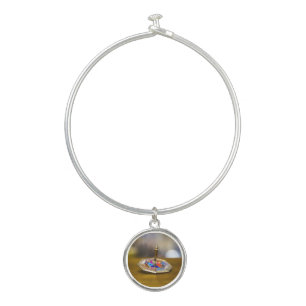 SlipperyJoe Hanukkah dreidel gift octagonal base b Bangle Bracelet