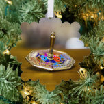 SlipperyJoe Hanukkah dreidel gift octagonal base b Ornament Card<br><div class="desc">SlipperyJoe Hanukkah dreidel gift octagonal base bursts vivid colors Jewish folk art symbolic motifs blue red purple geometric patterns vibrant artistic take holiday tradition beautifully crafted top metallic finish blurred background festive dreamy atmosphere high-level detail ceremonial collectible value single decorative ornate spinning toy warm wood beneath earthy contrast craftsmanship color...</div>