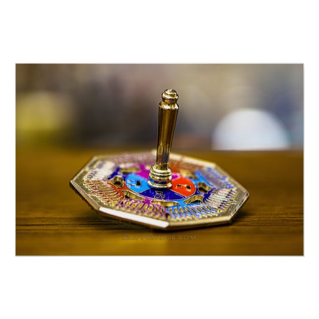 SlipperyJoe Hanukkah dreidel gift octagonal base b Poster (Front)