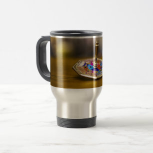 SlipperyJoe Hanukkah dreidel gift octagonal base b Travel Mug