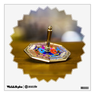 SlipperyJoe Hanukkah dreidel gift octagonal base b Wall Decal