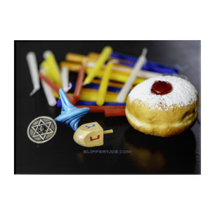 SlipperyJoe Hanukkah symbolic still life holiday e Acrylic Print