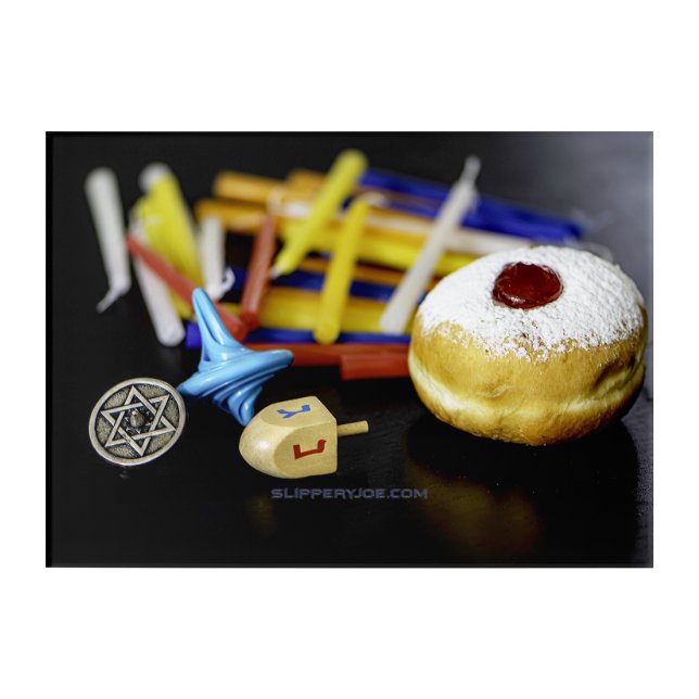 SlipperyJoe Hanukkah symbolic still life holiday e Acrylic Print (Front)