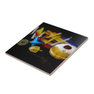 SlipperyJoe Hanukkah symbolic still life holiday e Ceramic Tile
