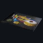 SlipperyJoe Hanukkah symbolic still life holiday e Cutting Board<br><div class="desc">SlipperyJoe Hanukkah symbolic still life holiday essence vibrant meaningful objects colorful slender pile menorah candles artistic red blue yellow and white sufganiyah doughnut classic jelly-filled commemorate miracle of the oil dreidels metallic gold glossy blue Hebrew great miracle happened there metallic pewter star of David medallion light resilience community themes spiritual...</div>