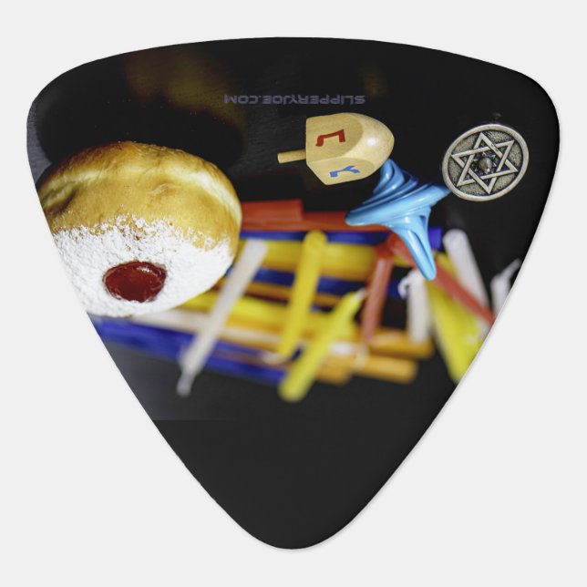 SlipperyJoe Hanukkah symbolic still life holiday e Guitar Pick (Front)