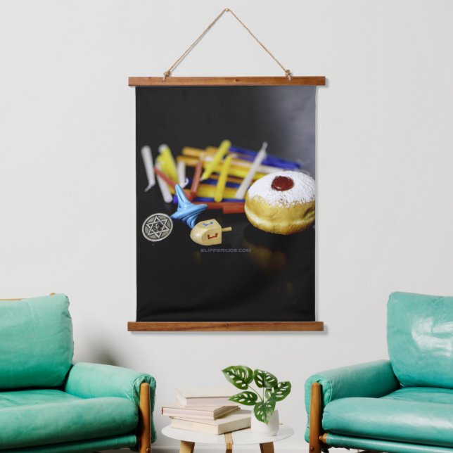 SlipperyJoe Hanukkah symbolic still life holiday e Hanging Tapestry (Living Room)