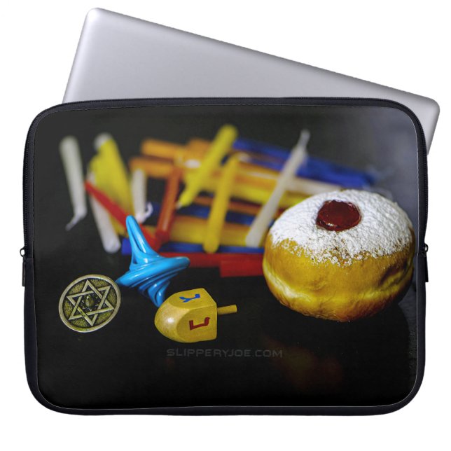 SlipperyJoe Hanukkah symbolic still life holiday e Laptop Sleeve (Front)