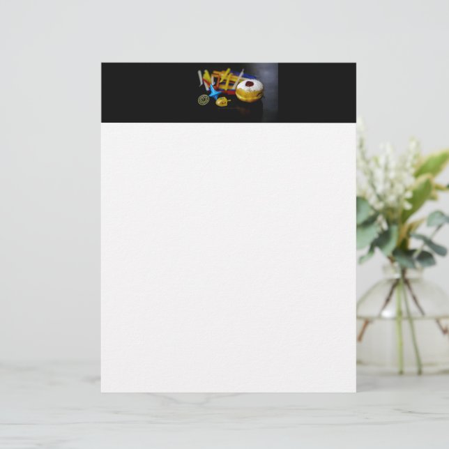 SlipperyJoe Hanukkah symbolic still life holiday e Letterhead (Standing Front)
