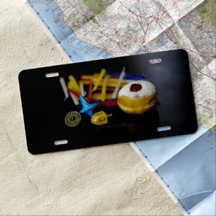 SlipperyJoe Hanukkah symbolic still life holiday e License Plate