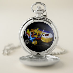 SlipperyJoe Hanukkah symbolic still life holiday e Pocket Watch