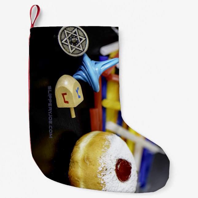 SlipperyJoe Hanukkah symbolic still life holiday e Small Christmas Stocking (Front)