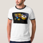SlipperyJoe Hanukkah symbolic still life holiday e T-Shirt<br><div class="desc">SlipperyJoe Hanukkah symbolic still life holiday essence vibrant meaningful objects colorful slender pile menorah candles artistic red blue yellow and white sufganiyah doughnut classic jelly-filled commemorate miracle of the oil dreidels metallic gold glossy blue Hebrew great miracle happened there metallic pewter star of David medallion light resilience community themes spiritual...</div>