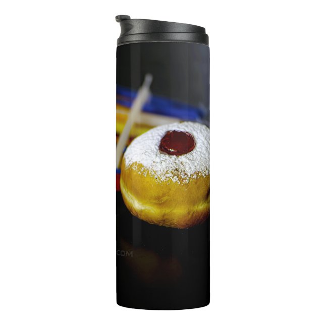 SlipperyJoe Hanukkah symbolic still life holiday e Thermal Tumbler (Rotated Right)