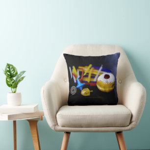 SlipperyJoe Hanukkah symbolic still life holiday e Throw Pillow