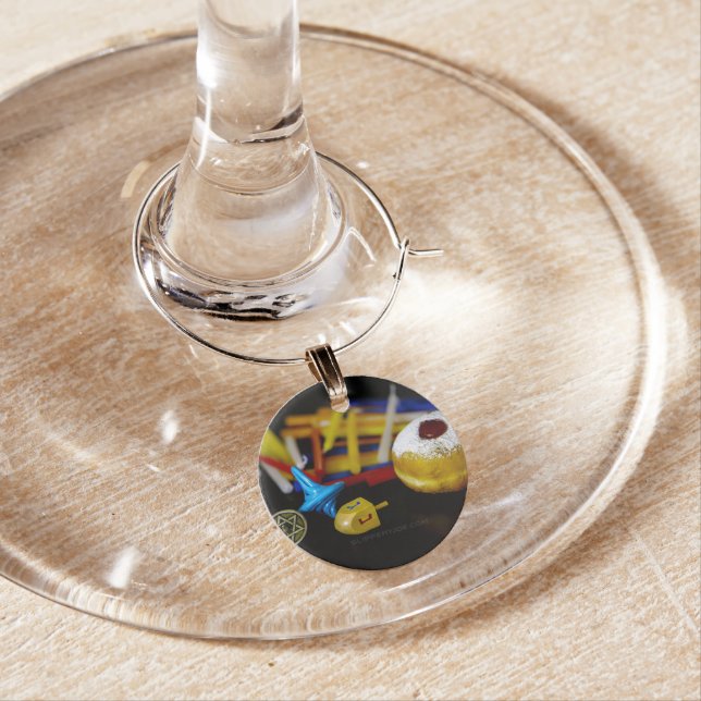 SlipperyJoe Hanukkah symbolic still life holiday e Wine Charm (In Situ)