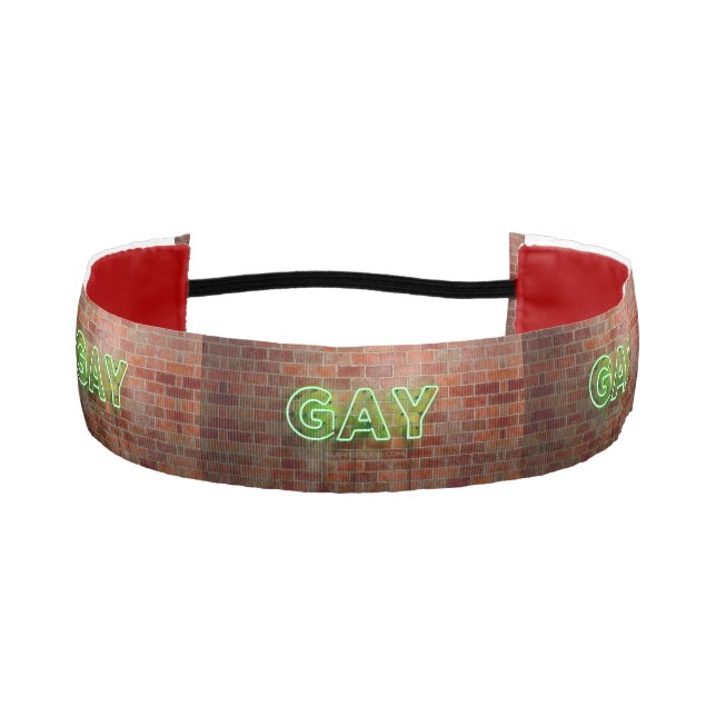 SlipperyJoe illuminated gay neon sign bright vivid Athletic Headband (Front)