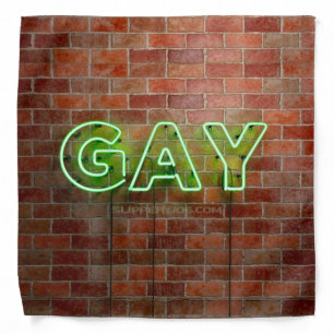 SlipperyJoe illuminated gay neon sign bright vivid Bandana