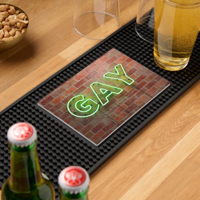 SlipperyJoe illuminated gay neon sign bright vivid Bar Mat (Insitu (Bar 2))
