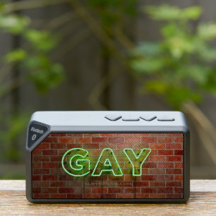 SlipperyJoe illuminated gay neon sign bright vivid Bluetooth Speaker